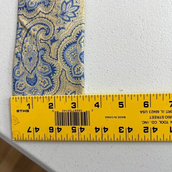 "346" Brooks Brothers Men's Tie 58" 100% Pure Silk Ivory/ Blue Paisley Floral - Picture 7 of 8